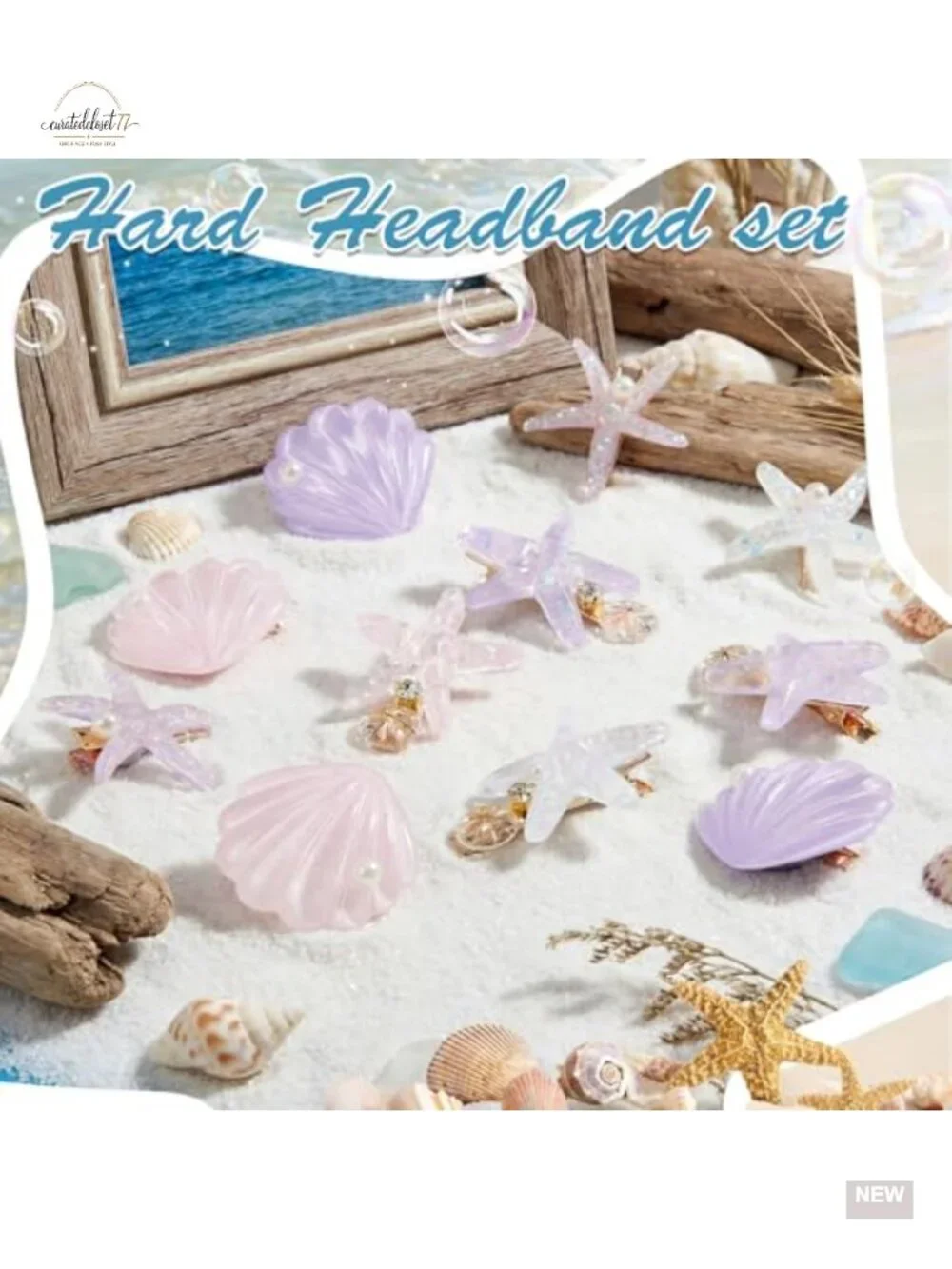 12-Piece Seashell Pearl Hair Clip Set Acrylic Resin Metal
